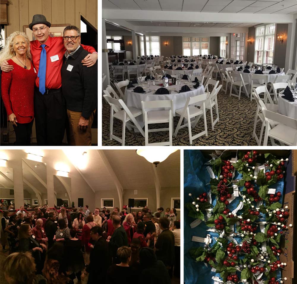 Crystal Boser's son with his grandparents and a collage of event photos