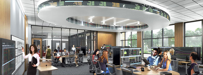 graphic rendering of what the trading room will look like